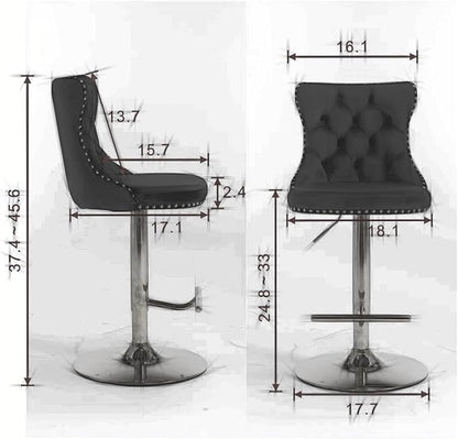 Swivel Velvet Barstools Adjusatble Seat Height from 25-33 Inch, Modern Upholstered Chrome Base Bar Stools with Backs Comfortable Tufted for Home Pub and Kitchen Island（Pink,Set of 2）