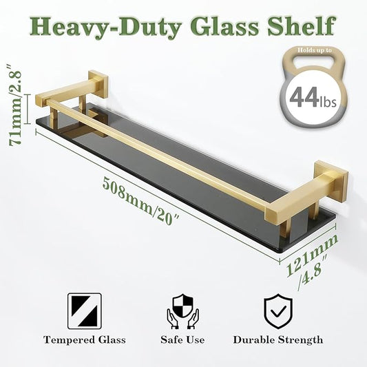 Alise Bathroom Shelves,Glass Shelf for Bathroom, Modern Floating Shelves,20 inch