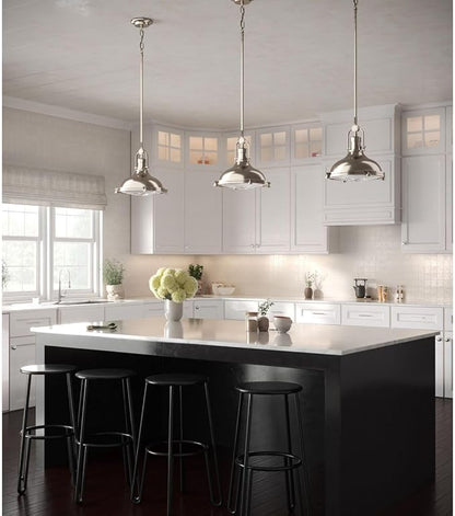 Progress Lighting 1-Light Fresnel Glass Coastal Pendant Light, Fresnel Lens Collection , Indoor, P5188-09, Brushed Nickel