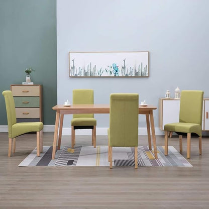 Modern Dining Chairs Set of 4 Green Fabric Upholstered Wooden Frame Accent Chairs for Kitchen Living Room Farmhouse Furniture Comfortable Seating