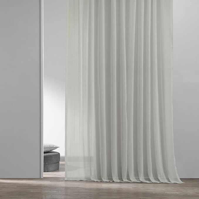 HPD Half Price Drapes Striped Faux Linen Sheer Curtains for Living Room or Bedroom 50 X 96 (1 Panel), Rod Pocket Window Curtains for Bedroom, Bordeaux
