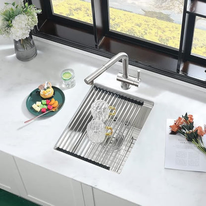 15 Inch Bar Sink Undermount Workstation-iAnomla 15x19 Small Kitchen Sink Undermount Rv Sinks 16 Gauge Stainless Steel Single Bowl Deep Wet Bar Sinks Outdoor Kitchen Basin with Cutting Board