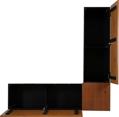 Linon Harris Black and Walnut Backless Kitchen Dining Nook with Hidden Storage Bench Space