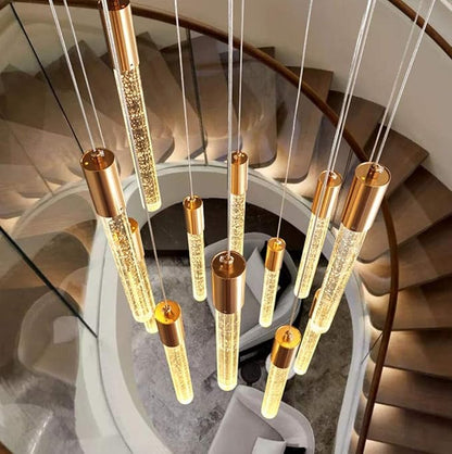 HAIXIANG 16 Foot Chandeliers for Living Room Entryway High Ceiling Light Fixtures Sloped Flush Mount Ceiling Pendant Lighting Dimmable Chandelier with Remote LED Crystal Pendants Lighting Gold Light