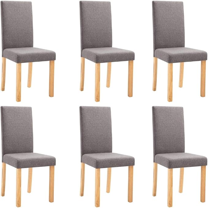 Taupe Dining Chairs Set of 6 with Soft Fabric Upholstery and Solid Rubber Wood Frame for Dining Room Kitchen and Home Decor
