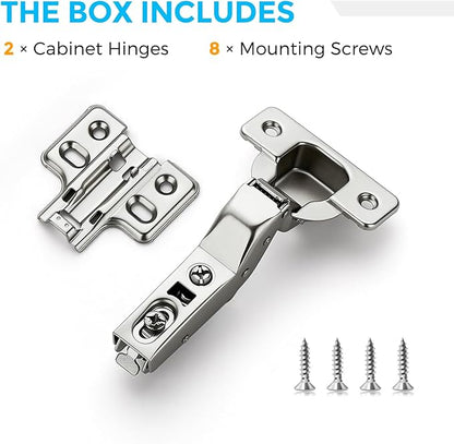 HOME EDIT 1 Pairs 2 Pack European Insert Soft Close Cabinet Hinges Concealed Kitchen Cabinet Hinges Heavy-Duty Frameless Adjustable for Cupboard Hardware