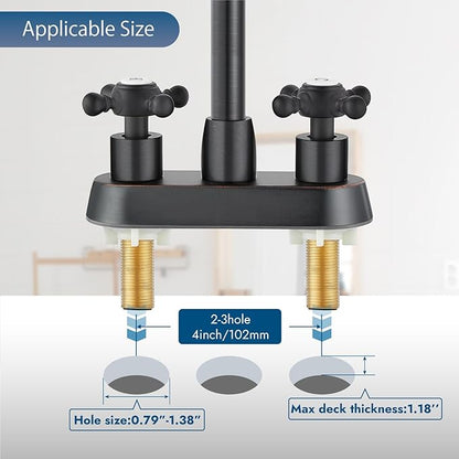 4 Inch Centerset Bathroom Faucets Double Cross Handle Bathroom Sink Faucet Deck Mounted Vintage RV Farmhouse Vanity Basin Mixer Tap with Pop up Drain,Oil Rubbed Bronze