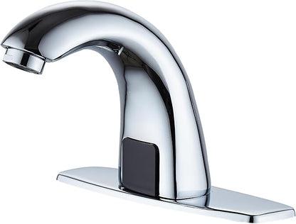 Touchless Bathroom Sink Faucet - Automatic Motion Sensor Battery Opertated with Temperature Mixing Valve for Commercial Lavatory Bathroom, Chrome