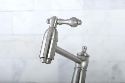 Kingston Brass KS3108AL Restoration Pot Filler, Brushed Nickel,8-1/8-Inch Spout Height