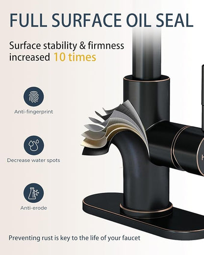 Fransiton Bathroom Faucets with Pull Down Sprayer, Bar Sink Faucet Single Hole for Kitchen Campers with Pop-Up Drain Hose, Suitable for Farmhouse Vanity Lavatory