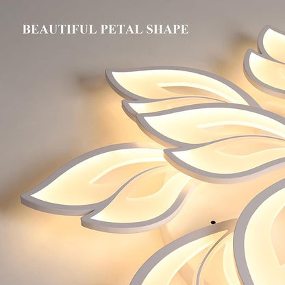 JAYMP 35.4" Flower Shaped Ceiling Light Dimmable Modern Ceiling Lamp Remote Control LED Lighting Fixture for Living Room Kitchen Dining Room (White/12 Petals)