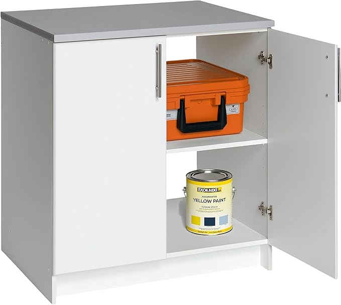 Prepac Elite 32” Wall Mount White Storage Cabinet with 1 Adjustable Shelf, Base Unit Ideal for Bathroom Cabinet, Kitchen, Garage, Home Office and More, 32”W x 36”H x 24”D