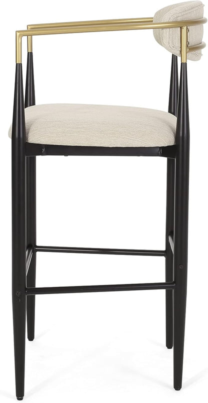 Modern Dining Chairs Set of 2, Fabric Upholstered Dining Room Chairs Stylish Kitchen Chairs,2 Counter Height Bar Stools with Backs, Kitchen Island Seating with Iron Legs, 260lbs Capacity,Beige