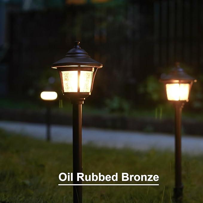 GOODSMANN Landscape Lighting 8PK Low Voltage Landscape Path Lights Oil Rubbed Bronze Path Light Low Voltage 1W LED 40 Lumen 2700K Warm White with Replaceable Bulbs