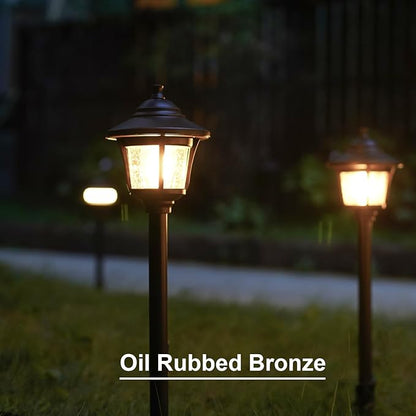 GOODSMANN Landscape Lighting 8PK Low Voltage Landscape Path Lights Oil Rubbed Bronze Path Light Low Voltage 1W LED 40 Lumen 2700K Warm White with Replaceable Bulbs