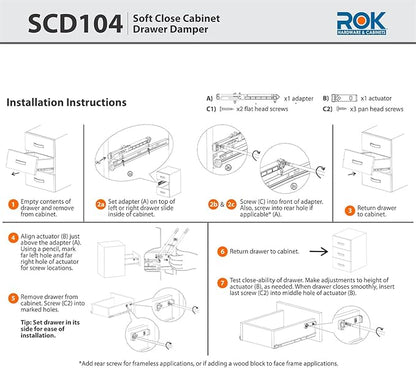 10-Pack Rok Hardware Soft Close for Wood Drawers/Soft Close Drawer Adapter/Add-On/Retrofit (White), SCD104W