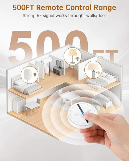 Garbage Disposal Wireless Switch Kit, 500 Feet RF Range Remote Control Outlet, Garbage Disposal Button, 15A/1500W with 4000V Anti-Surge, Remote Control Outlet Plug for Electrical Appliance
