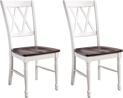 Crosley Furniture Shelby Traditional Wood X-Back Dining Room Chairs Set of 2, Kitchen Chair, Distressed White