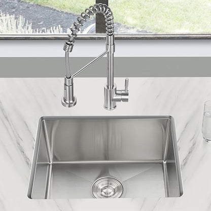 20 x 16 Inch Undermount Kitchen Sink, 304 Stainless Steel Single Bowl Small Kitchen Bar Sink Undermount, Brushed Nickel