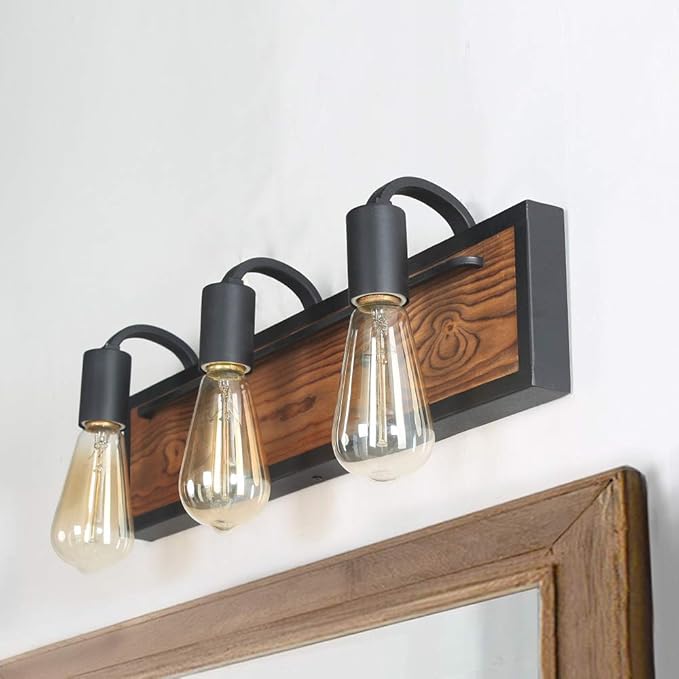 LNC A03440 Bathroom Lighting Fixtures Over Mirror Wooden Farmhouse Vanity Sconce Rustic Wall Lamp