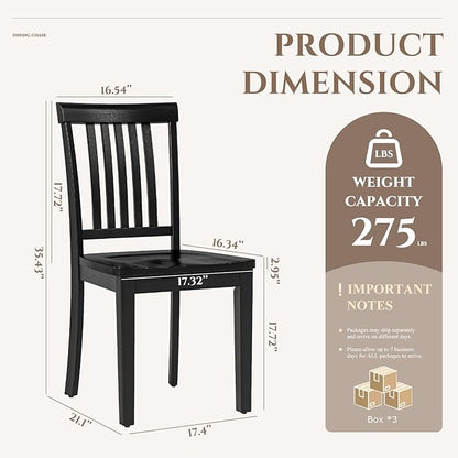 COLAMY Wooden Dining Room Chairs Set of 6, Spindle High Back Windsor Kitchen Side Chair, Farmhouse Dining Chairs for Kitchen, Dining Room, Black