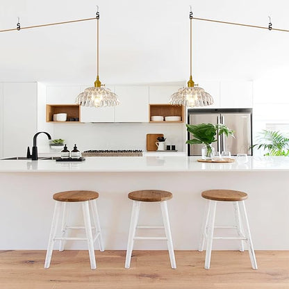 Plug in Pendant -11.8'Light Hanging Lights with in Cord Mid Century Modern Gold Hanging Lamp Flower Glass Amber Vintage Dimmable Chandelier Ceiling Fixture for Living Room,Kitchen, (CT)