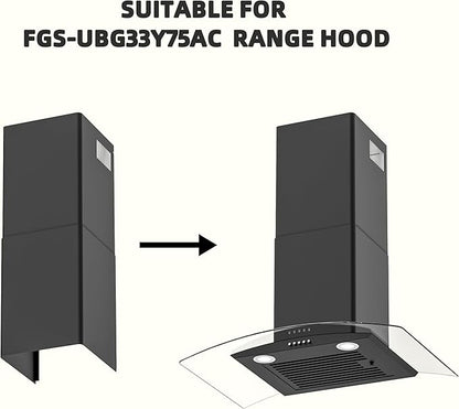 Range Hood Extension Chimney FGS-TG33B-ZST, Stainless Steel Wall Mount Chimney Extension for FIREGAS Range Hood FGS-UBG33Y75AC