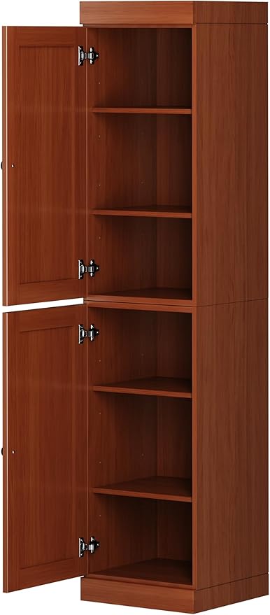 Palace Imports Solid Wood Pantry Cabinet - Tall Narrow Storage Cabinet with Raised Panel Doors - 16.5" W x 71.5" H - Mocha, Kitchen Cupboard, Adjustable Shelves, 100% Eco-Friendly Wood, Modular
