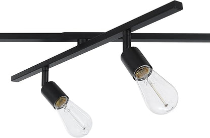 Globe Electric 64000125 64" 6-Light Double Center Swivel Track Lighting, Matte Black, Adjustable Pivoting Heads, Center Canopy, Modern Ceiling Light for Kitchen Island, Hallway, or Dining Room