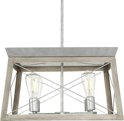Progress Lighting 4 Light Chandelier, Rustic Farmhouse Style Modern Hanging Light Fixture for Kitchen and Dining Room, Briarwood Collection, Galvanized