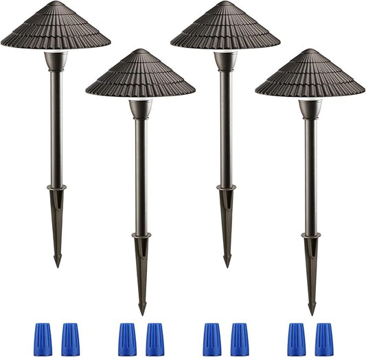 LEONLITE Low Voltage Landscape Lights, 3W 12V Pathway Lighting Wired, IP65 Waterproof Light for Yard Lawn, ETL Listed, Bronze Aluminum Housing, 5000K Daylight, Pack of 4