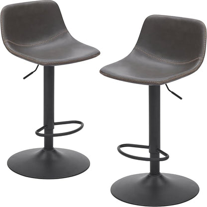 Adjustable Bar Stools Set of 2, Swivel Bar Stools, Bar Height Stools with Back Support Counter Height Bar Chairs Pu Leather Bar Stool for Kitchen Island Rustic Bar stools