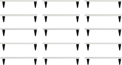 Wallniture Arras Wood Floating Shelves for Wall Storage, Small Bookshelf, Hanging Book Shelves for Living Room, Bedroom, Office, Burnt Finish, Set of 10 (White)