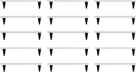 Wallniture Arras Wood Floating Shelves for Wall Storage, Small Bookshelf, Hanging Book Shelves for Living Room, Bedroom, Office, Burnt Finish, Set of 10 (White)