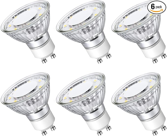 Lepro Non-Dimmable GU10 LED Light Bulbs, 2700K Soft Warm Light GU10 Bulb Replacement for Recessed Track Lights, 4W LED Bulbs with 100°Flood Beam for Kitchen, Range Hood, Living Room, Bedroom, 6 Pack