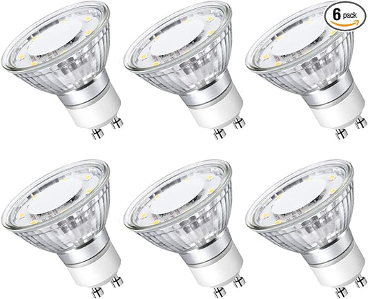 Lepro Non-Dimmable GU10 LED Light Bulbs, 2700K Soft Warm Light GU10 Bulb Replacement for Recessed Track Lights, 4W LED Bulbs with 100°Flood Beam for Kitchen, Range Hood, Living Room, Bedroom, 6 Pack