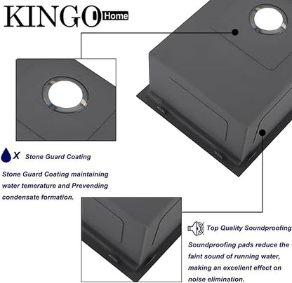 KINGO HOME Drop in Black Bar Sink, 15 x 20 Inch Single Bowl Small Kitchen Sink,304 Stainless Steel Topmount Wet Bar Sink Prep Sink With Grid&Drainer&Cutting Board