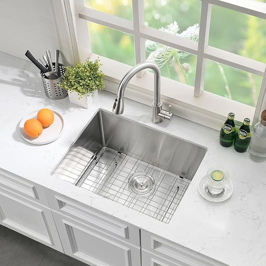 Stainless Steel Laundry Sink Undermount-Hovheir 21x18x12 Stainless Steel Utility Sink Undermount Sink 16 Gauge Single Bowl Deep Laundry Room Kitchen Sink