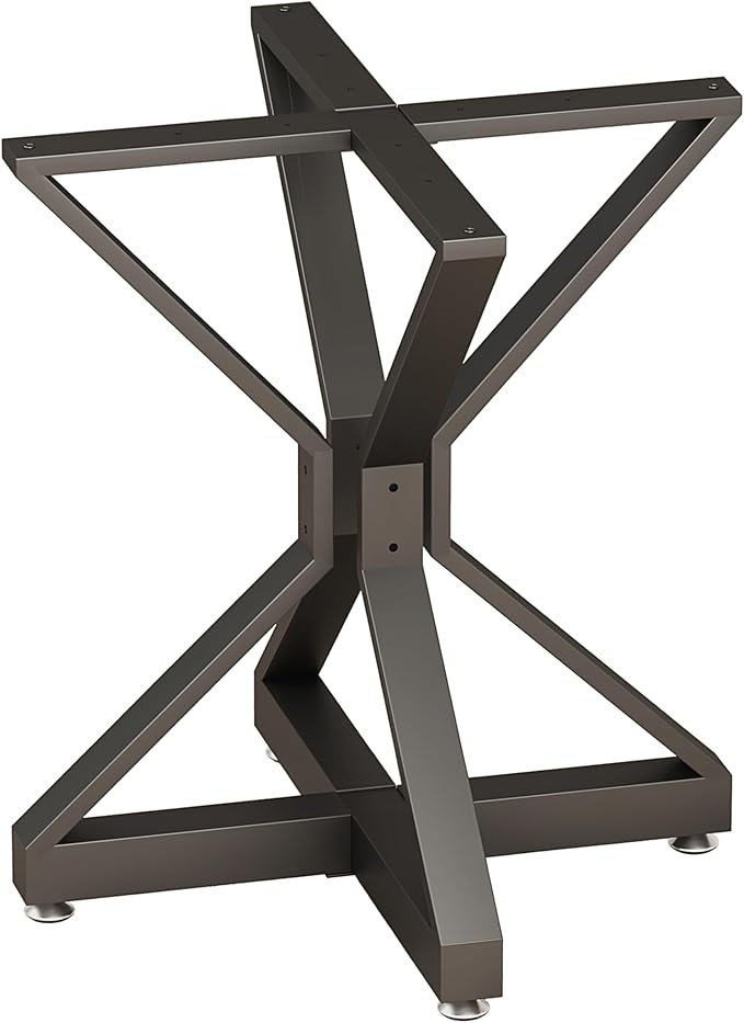 28In Modern Table Base Metal Pedestal Dinning Table Legs with Suction Cups, Heavy Duty Desk Base for Marble,Glass,Wood Top