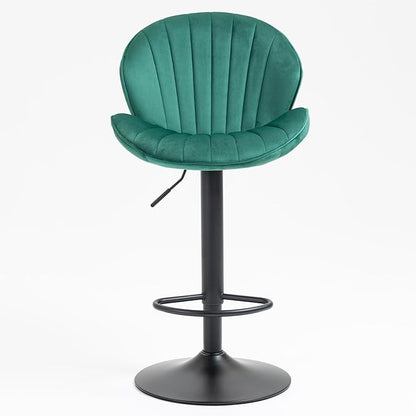 Rhomtree 24-32 Inch Swivel Bar Stools, Adjustable Counter Height Barstools, Velvet Tufted Upholstered and Footrest Barstools, Upholstered Bar Chairs for Home Bar Kitchen Island(Green Set of 8)