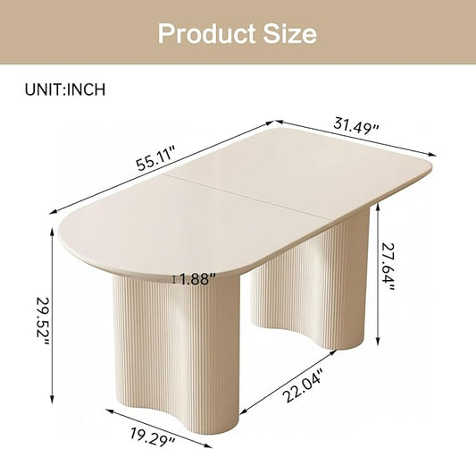Guyii 55.11" Dining Table, Modern Kitchen Table for 6 People, Indoor Dining Table for Kitchen, Bar, Living Room, Small Space, White, Table Only