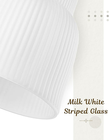 FEMILA 6.7" Kitchen Pendant Lighting Over Island, 3 Pack Brushed Gold Pendant Lighting, Milk Glass Hanging Light Fixtures for Bedroom Hotel Dining Room, 4FYD87MIL-3PK BG