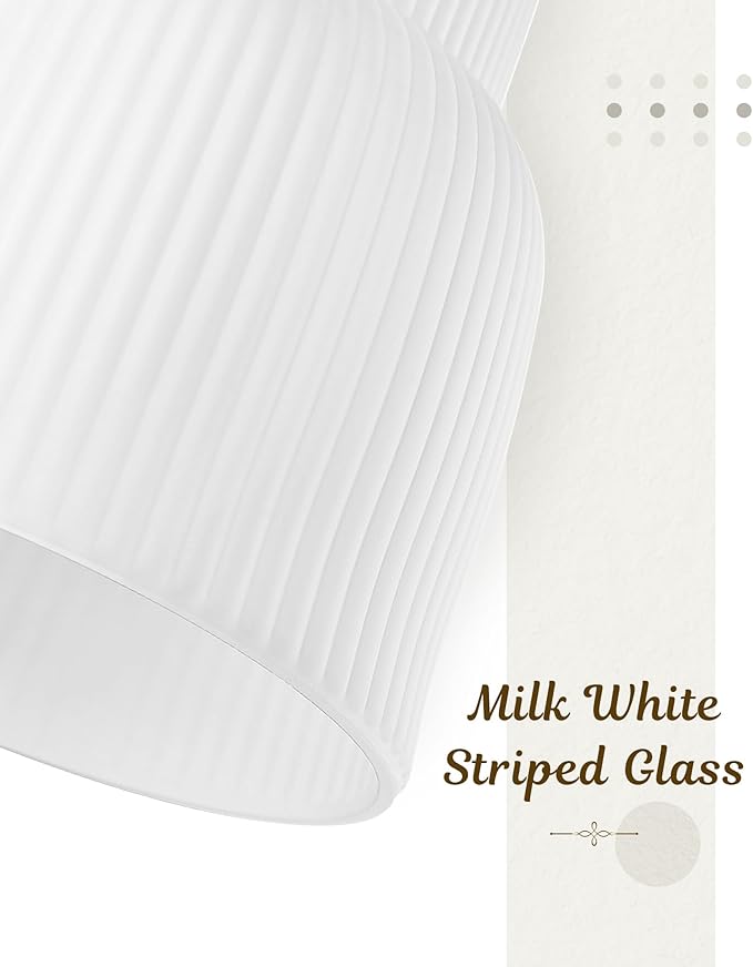 FEMILA 3 Pack 6.7" Vintage Light Fixtures, Milk Glass Kitchen Island Lighting, Brushed Nickel Antique Chandelier, Hanging Light Fixture for Bedroom Hotel Living Room, 4FYD87MIL-3PK BN