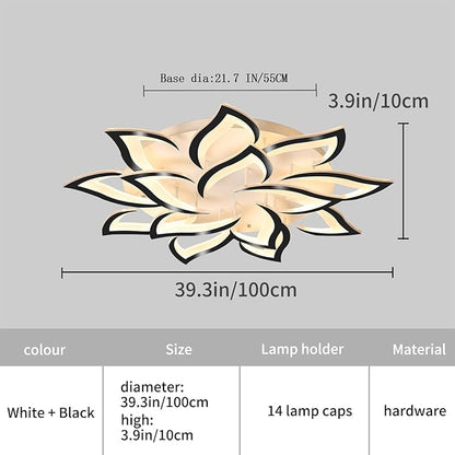 Garwarm Modern Ceiling Lights,Dimmable LED Flush Mount Ceiling Lamp with Remote Control,Black Acrylic Leaf Ceiling Light Fixture for Living Room Dining Room Bedroom 98W