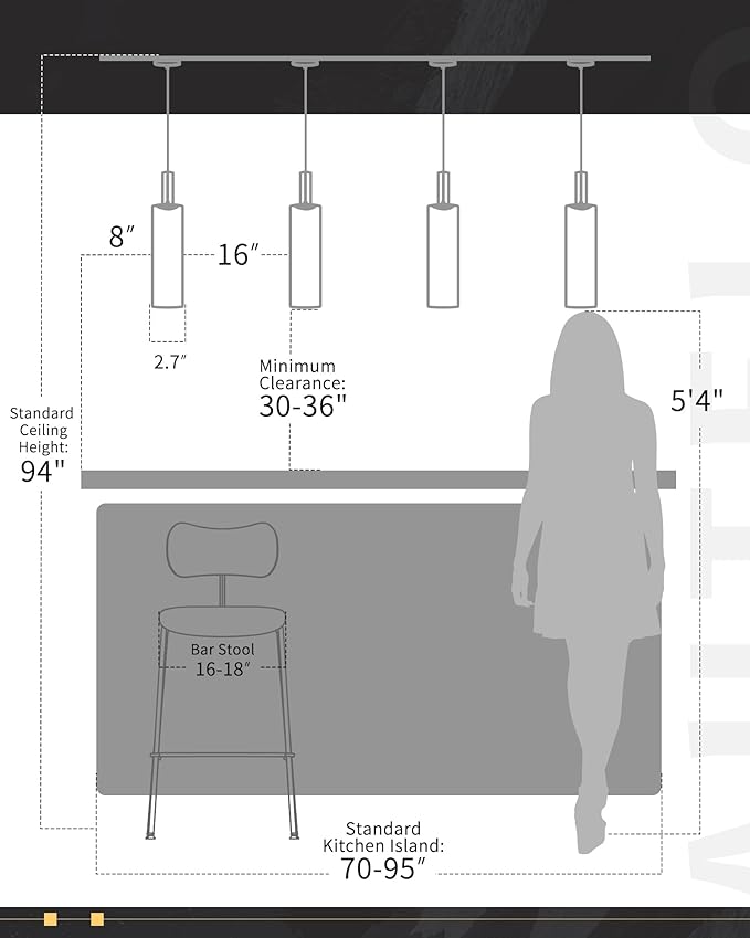 AUTELO 2 Pack Pendant Lights Kitchen Island, Modern Black Pendant Lights, Cylinder Glass Pendant Light Fixtures, Kitchen Pendant Lighting Over Island, H3875 BKNR-2PK