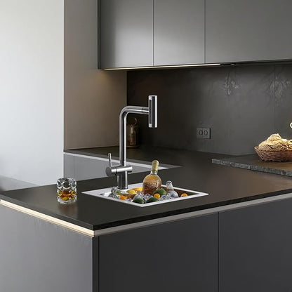ROVOGO 15 Inch Bar Sink Drop In, 304 Stainless Steel Small Kitchen Sink, 15"x15"x6" Single Bowl Square Wet Bar Prep Sink with 1 Faucet Hole and Drain Assembly, Topmount, Brushed