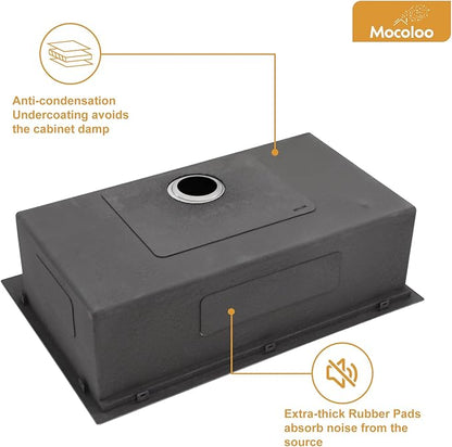 Mocoloo 30 x 22 Inch Drop In Kitchen Sink - 30 Inch Topmount Kitchen Sinks Stainless Steel 16 Gauge Single Bowl Above Counter Handmade Workstation Sink, 10'' Deep Basin Modern