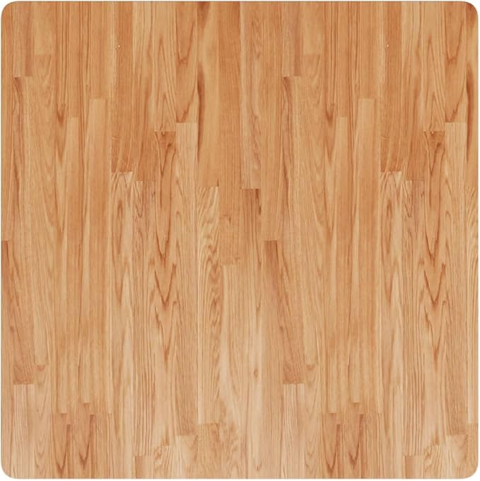 35.4 x 35.4 in Solid Oak Wood Square Tabletop Rustic Light Brown Countertop Varnished Durable Butcher Block Style for Dining Room Kitchen or DIY Bar Tops