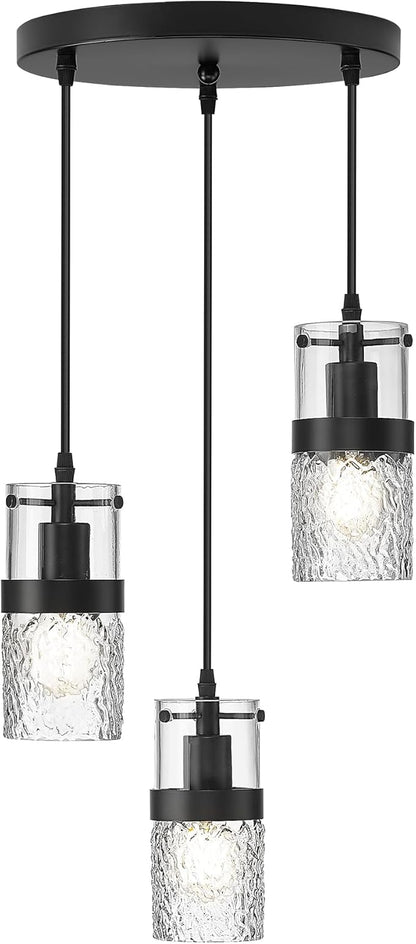 LMS Black 3-Light Pendant Fixtures, Adjustable Kitchen Hanging Light Fixture, Cluster Pendant Lights, LMS-188
