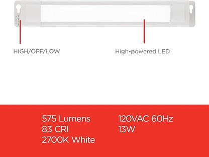 UltraPro 18 inch Plug-in Linkable Under Cabinet Lights, High/Low/Off, Warm White Light (2700K), LED Under Cabinet Lighting, Under Counter Lights for Kitchen, 44106